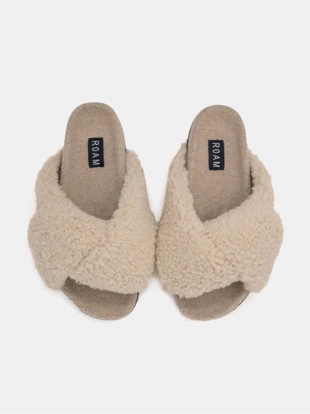ROAM Beige Sherpa Crossover Slide Slippers